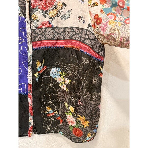 Johnny Was Zippy Julia Button Up Silk Shirt Women's Sz 1xl - Picture 7 of 8